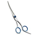 Foarfeca Dog&Cat Argintie curba de tuns in sus 6,0 uz Profesional PET001 + 5 Perechi manusi nitril